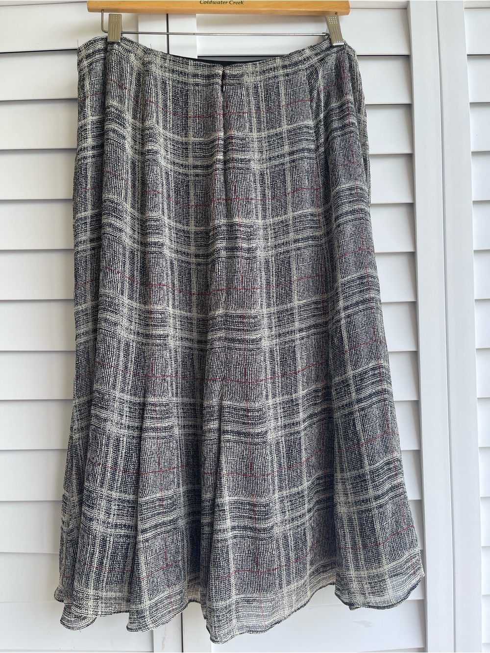 AK Anne Klein 100% Silk Plaid Midi Skirt Size 10 - Picture 5 of 13